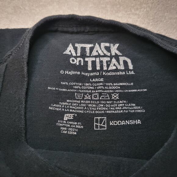 Attack On Titan Eren Rib Cage Anime Black Short Sleeve T-Shirt Men's Large - Picture 6 of 6